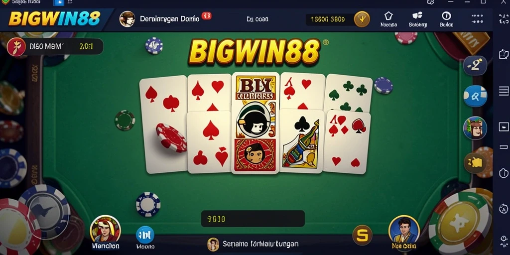 Screenshot gameplay dari BIGWIN88 menampilkan suasana permainan domino yang mengasyikkan.