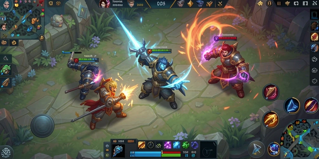 Gameplay D06 dengan pertarungan seru di arena MOBA.