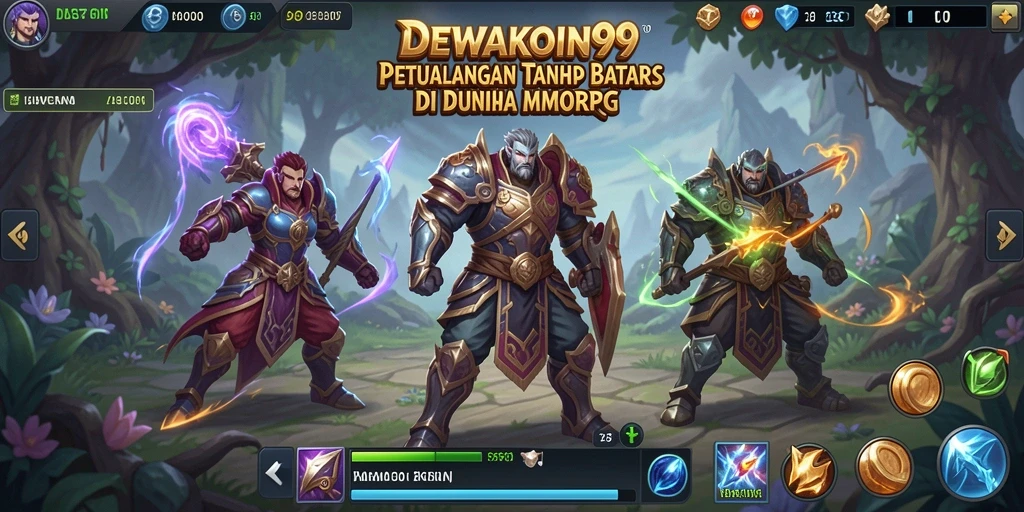 Tangkapan layar DEWAKOIN99 menampilkan aksi seru dalam dunia MMORPG yang megah.