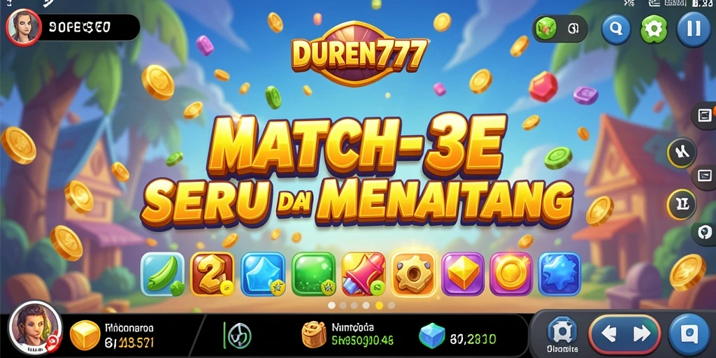 Screenshot gameplay DUREN777 menampilkan pencocokan buah-buahan yang ceria.