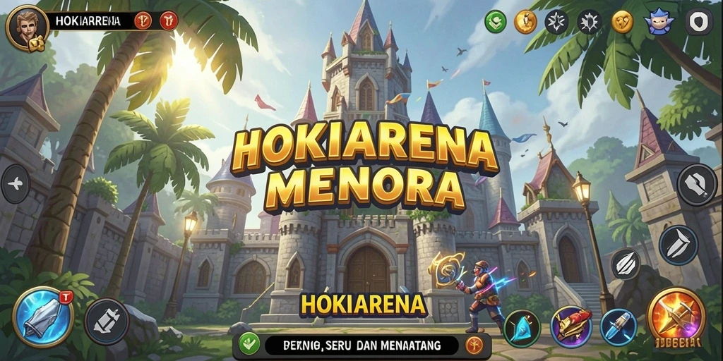 Tangkapan layar gameplay HOKIARENA menampilkan pertahanan menara yang epik.