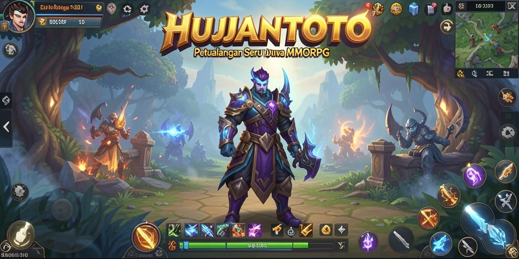 Tampilan gameplay seru di dalam HUJANTOTO, menunjukkan aksi pertempuran.