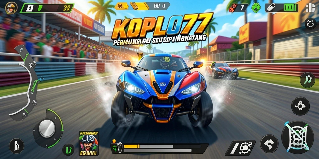 Tampilan gameplay seru dari KOPLO77 saat balapan.