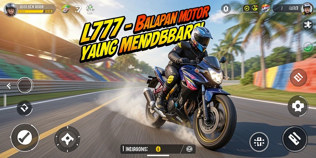 Screenshot menunjukkan balapan motor yang seru dan mendebarkan di L777.