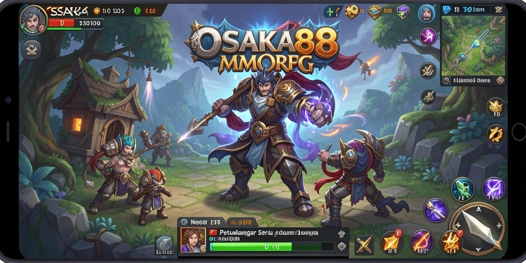 Screenshot gameplay OSAKA88 menampilkan aksi pertempuran yang mendebarkan.