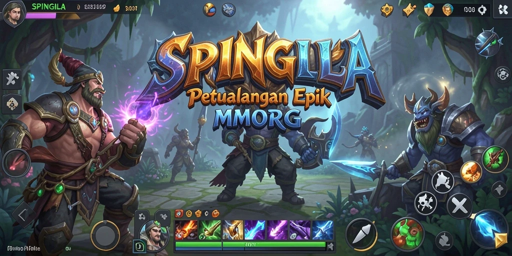 Tangkapan layar gameplay SPINGILA menampilkan pertempuran seru antar karakter MMORPG.