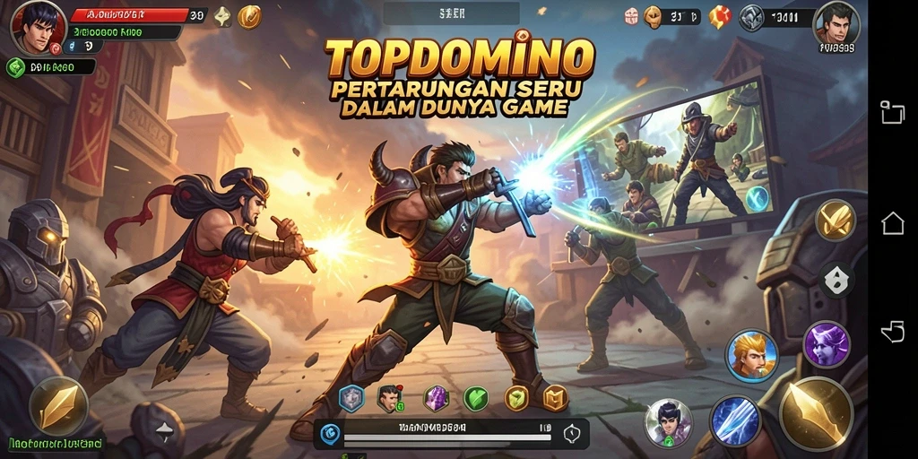 Tangkapan layar menunjukkan aksi pertarungan seru dalam TOPDOMINO.